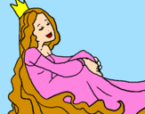 Disegno Principessa rilassata  pitturato su mariasole