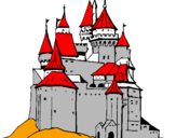 Disegno Castello medievale  pitturato su luca