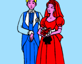 Disegno Gli sposi III pitturato su principessa
