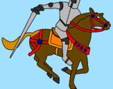 Disegno Cavaliere a cavallo IV pitturato su tommaso