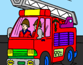 Disegno Camion dei Pompieri  pitturato su CAMION POMPIERI