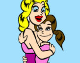 Disegno Madre e figlia abbracciate pitturato su antonellacs