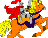 Disegno Cavaliere a cavallo pitturato su Tina