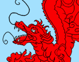 Disegno Drago giapponese  pitturato su cristian