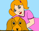 Disegno Bambina che abbraccia il suo cagnolino  pitturato su elisa