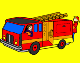 Disegno Pompieri sul camion  pitturato su gionnistorm