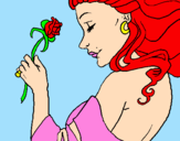 Disegno Principessa con una rosa pitturato su WL