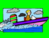 Disegno Acquatico barca pitturato su alessia