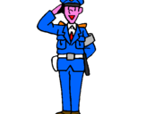 Disegno Poliziotto che saluta  pitturato su FILIPPO