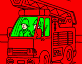Disegno Camion dei Pompieri  pitturato su simone06