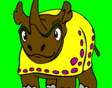 Disegno Rinoceronte  pitturato su jacopo