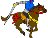 Disegno Cavaliere a cavallo IV pitturato su Elia Poli