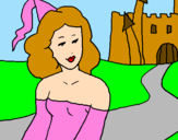 Disegno Principessa e castello  pitturato su frecci e mary