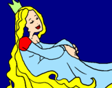 Disegno Principessa rilassata  pitturato su giulia
