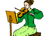 Disegno Dama violinista  pitturato su BELLA