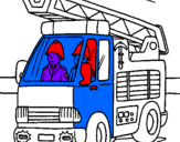 Disegno Camion dei Pompieri  pitturato su sopphia