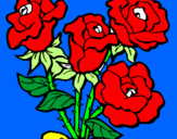Disegno Mazzo di rose  pitturato su cespuglio di fiori
