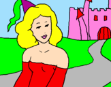 Disegno Principessa e castello  pitturato su Camilla2