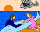 Disegno Salvataggio di una balena pitturato su sara puzzo