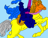 Disegno Cavaliere a cavallo pitturato su angela