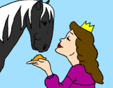 Disegno Principessa e cavallo  pitturato su Sara