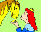 Disegno Principessa e cavallo  pitturato su joelle