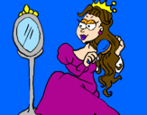 Disegno Principessa con lo specchio  pitturato su CHIARA   PRINCIPESSE