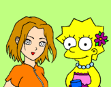 Disegno Sakura e Lisa pitturato su alice
