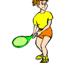 Disegno Ragazza che gioca a tennis  pitturato su sara puzzo