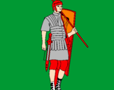 Disegno Soldato romano  pitturato su simone scutellaro