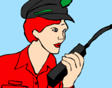 Disegno Polizia con il walkie talkie pitturato su mattia
