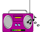 Disegno Radio cassette 2 pitturato su matteo