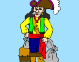 Disegno Pirata con il bottino  pitturato su tommaso