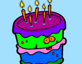 Disegno Torta di compleanno 2 pitturato su VERONICA 