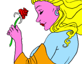 Disegno Principessa con una rosa pitturato su Nicole Colangelo