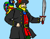 Disegno Pirata con il pappagallo  pitturato su vittorio mazzarella
