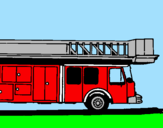 Disegno Camion dei pompieri con la scala pitturato su Matteo e Nathan