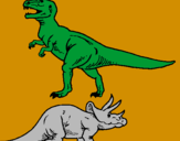 Disegno Triceratops e Tyrannosaurus Rex pitturato su GABRIELE