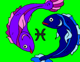 Disegno Pesci pitturato su pesci