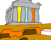 Disegno Partenone pitturato su alfredo 