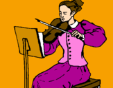 Disegno Dama violinista  pitturato su sara puzzo
