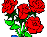 Disegno Mazzo di rose  pitturato su Fiorella Verde