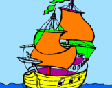 Disegno Barca  pitturato su simone scutellaro
