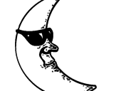 Disegno Luna con gli occhiali da sole  pitturato su ilaria