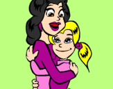 Disegno Madre e figlia abbracciate pitturato su vanessa