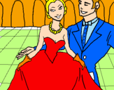 Disegno Principessa e principe al ballo  pitturato su   Michela Ducci