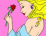 Disegno Principessa con una rosa pitturato su sveva