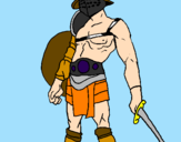 Disegno Gladiatore  pitturato su chiara