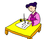 Disegno Calligrafia cinese  pitturato su lucia 4 anni