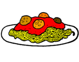 Disegno Spaghetti al ragù  pitturato su lola